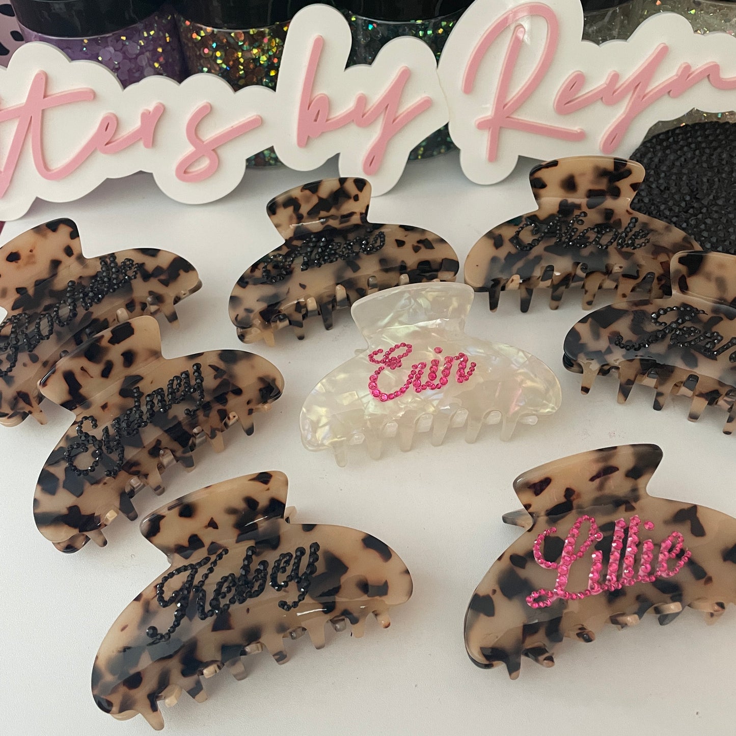 Personalized Rhinestone Hair Claw Clip