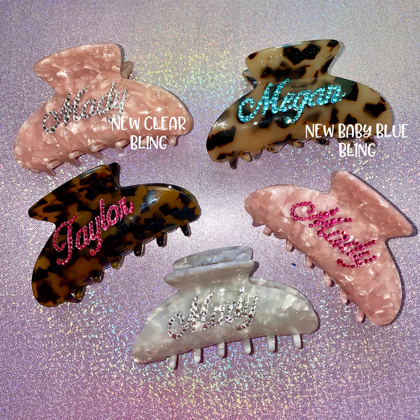 Personalized Rhinestone Hair Claw Clip