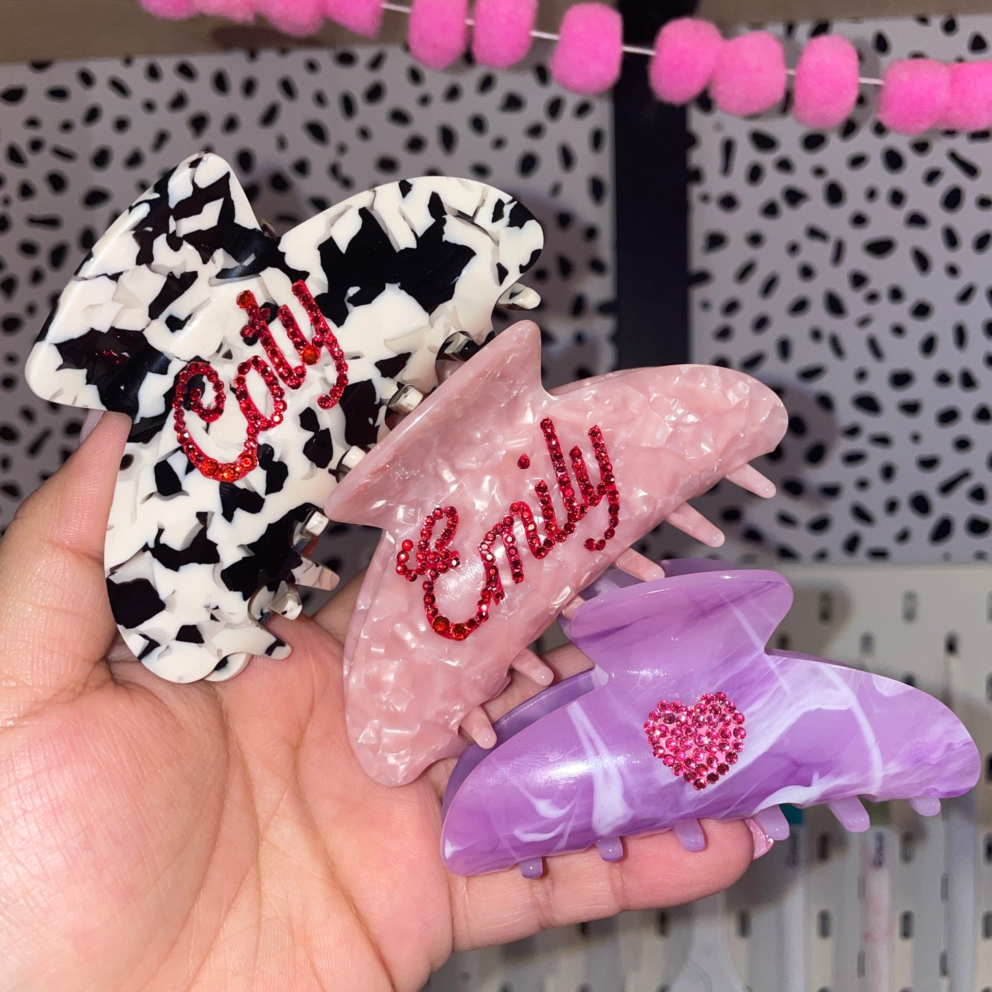 Personalized Rhinestone Hair Claw Clip