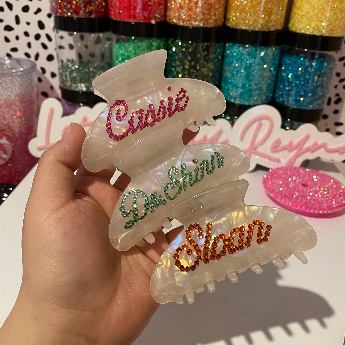 Personalized Rhinestone Hair Claw Clip