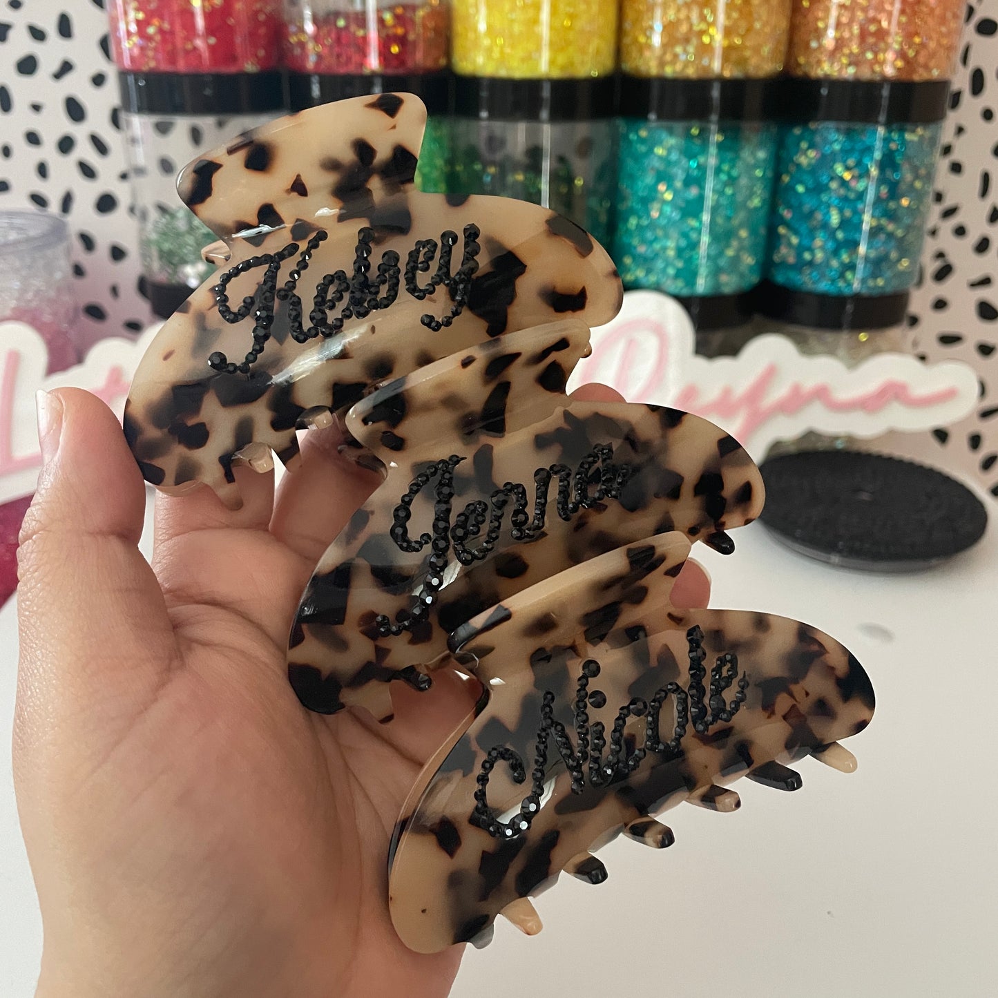 Personalized Rhinestone Hair Claw Clip