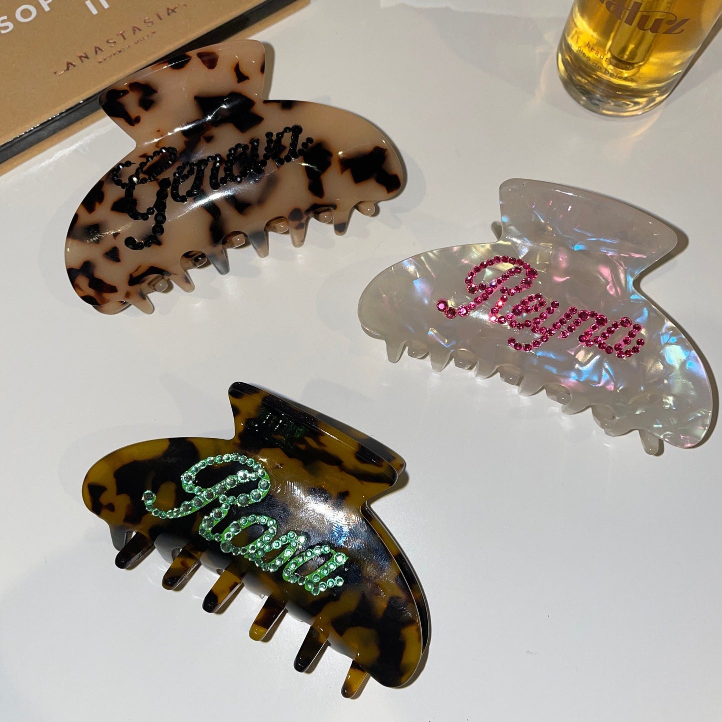 Personalized Rhinestone Hair Claw Clip