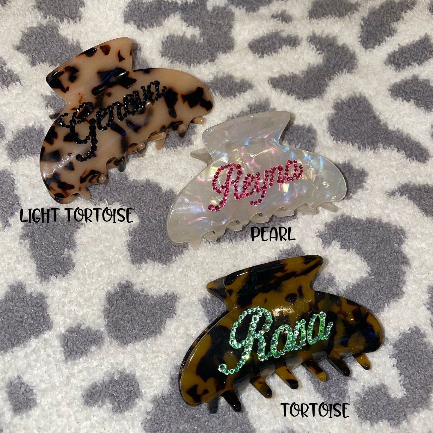 Personalized Rhinestone Hair Claw Clip