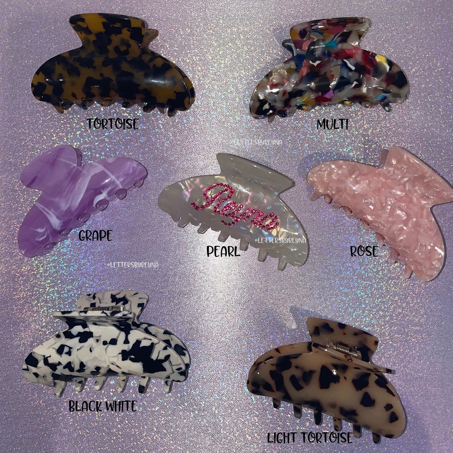 Personalized Rhinestone Hair Claw Clip