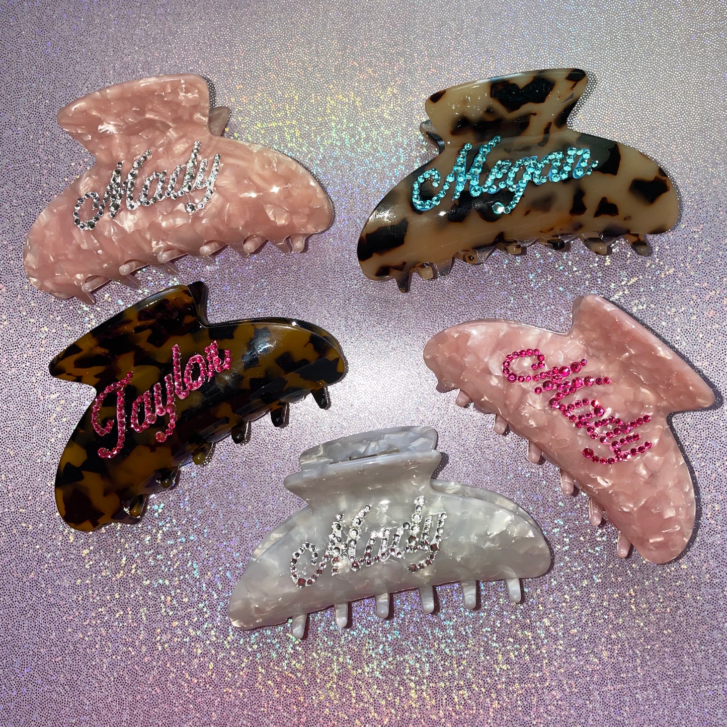 Personalized Rhinestone Hair Claw Clip